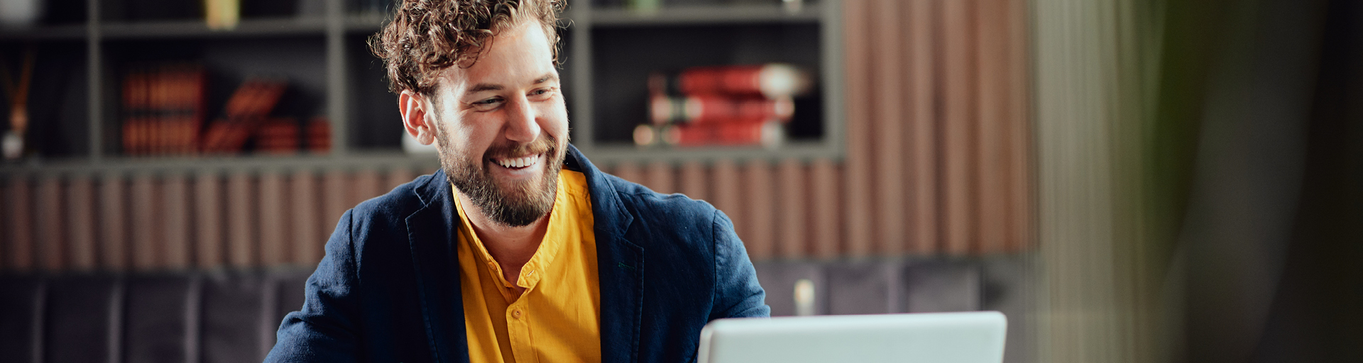 Person smiling while working